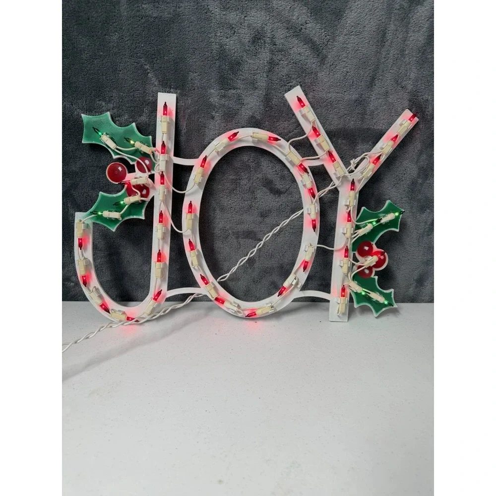 Vintage Christmas Silhouettes JOY Lighted Window Decoration No 95000 In Box